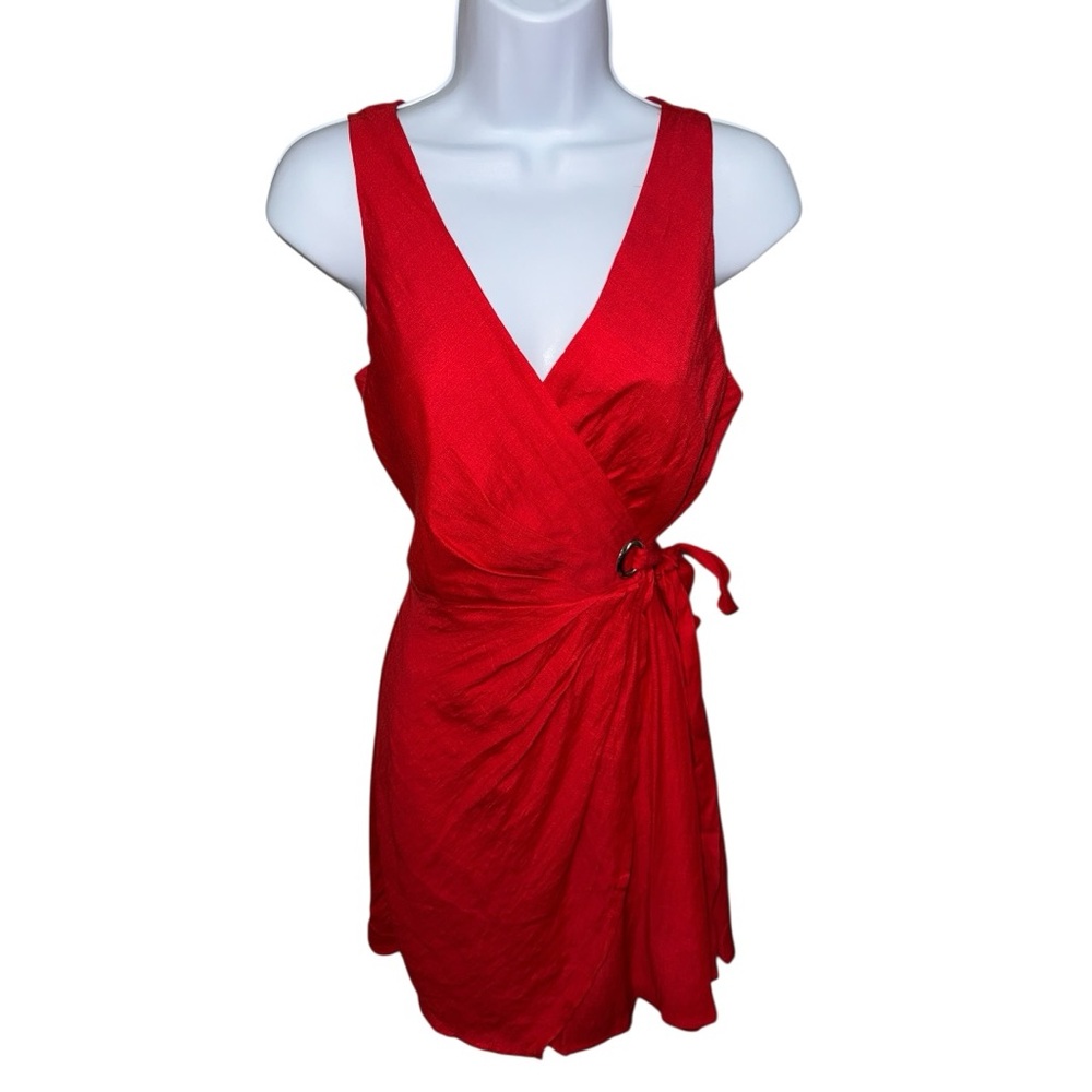 Women’s Saints + Secrets Red Mini Sleeveless Wrap Dress - S